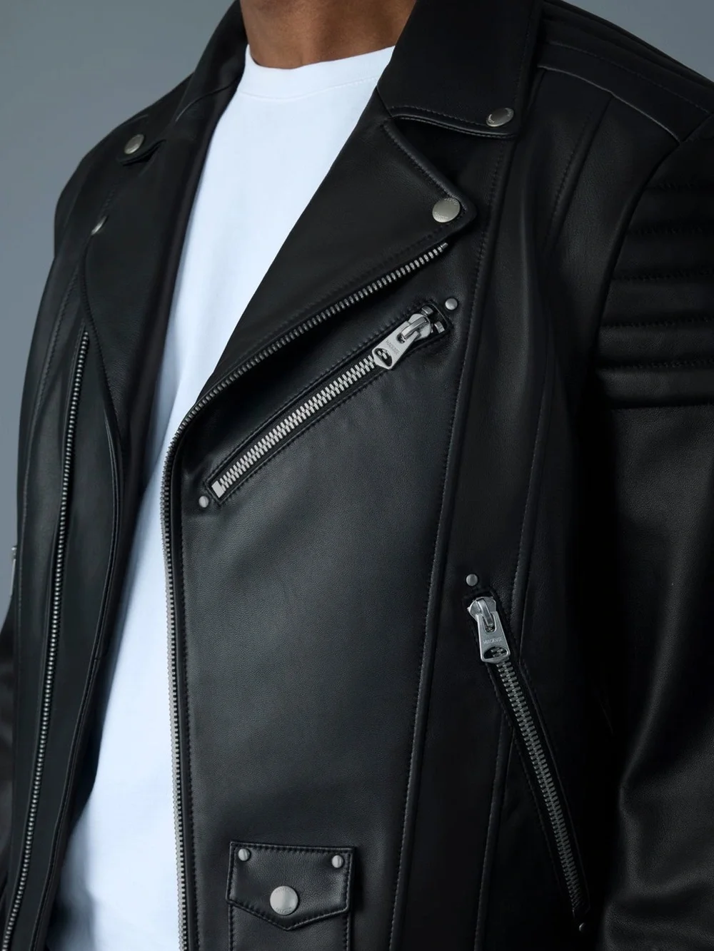 MACKAGE MEN KENNETH BLACK 42 (XL) - BRAND NEW MEN’S LEATHER MOTO JACKET